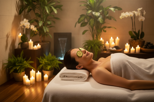 ok lets just do a woman in a spa relaxing